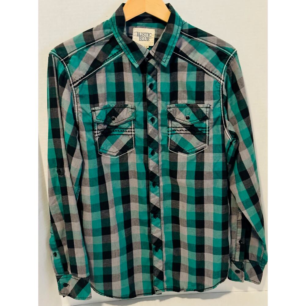 Rustic Blue Men's Western Long Sleeve Shirt Medium